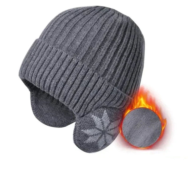 Gemütlicher hut mit ohrenwärmern - klassische damen-strickmütze