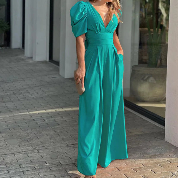 Eleganter jumpsuit - stylisches damen-outfit mit langen ärmeln