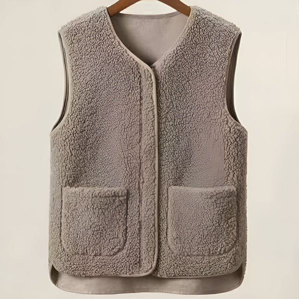 Fleece gilet - lässiger zip-weste für frauen