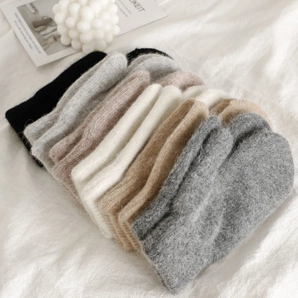 Wollmitten - weiche gestrickte damenhandschuhe