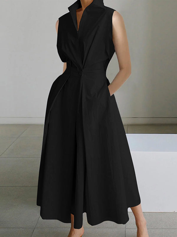 A-linien midi-kleid - schickes, massgeschneidertes, ärmelloses kleid für frauen