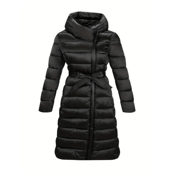 Damen lange pufferjacke - elegante schwarze winterumhüllung