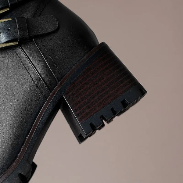 Winter-Stiefeletten aus Kunst für Damen – seitlicher Reißverschluss und dicker Absatz