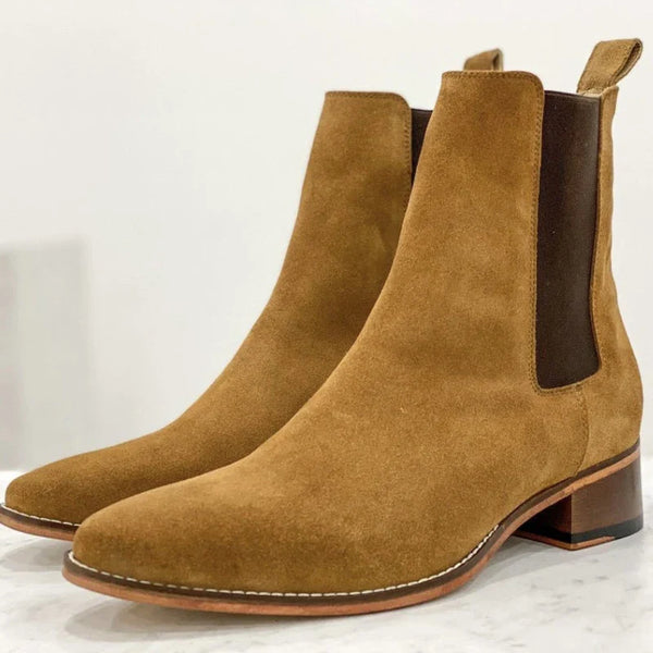 Handgefertigte braune Stiefeletten für Damen – bequeme Blockabsätze