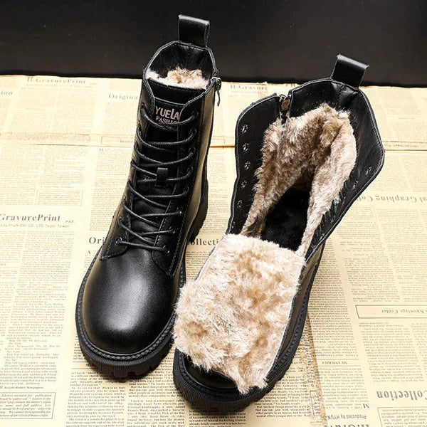 Warme Damen-Schnürstiefel – Gefütterti Winterboots mit Reissverschluss und robuster Sohle