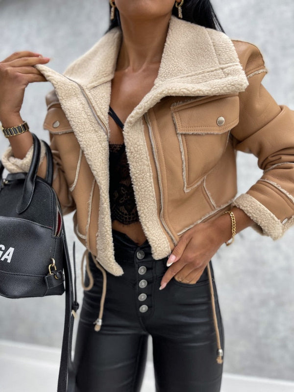 Faux bikerjacke - stylishe damen winterjacke
