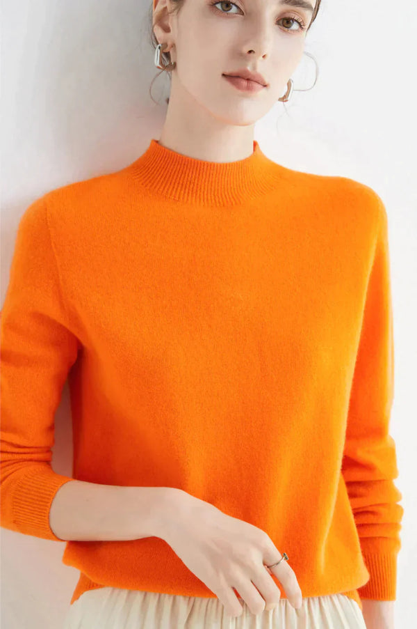 pullover – Damenpullover mit hohem Krage us weichem