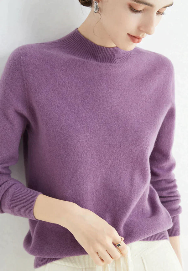pullover – Damenpullover mit hohem Krage us weichem