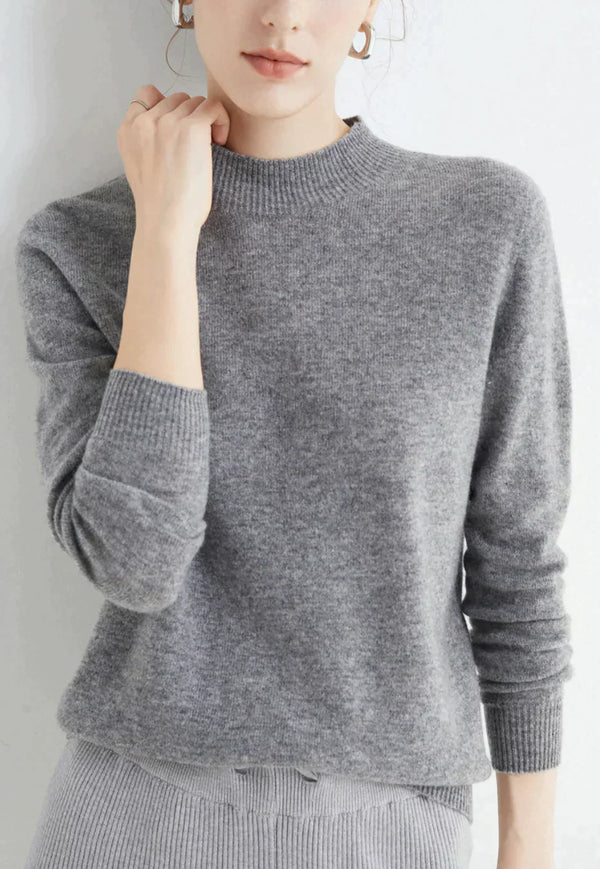 pullover – Damenpullover mit hohem Krage us weichem
