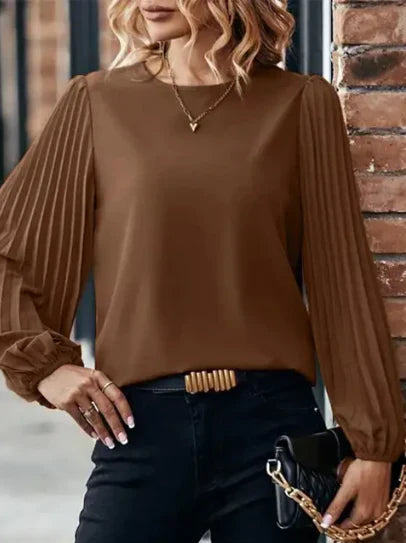Damen bluse mit faltenärmel - elegante grüne bluse für frauen