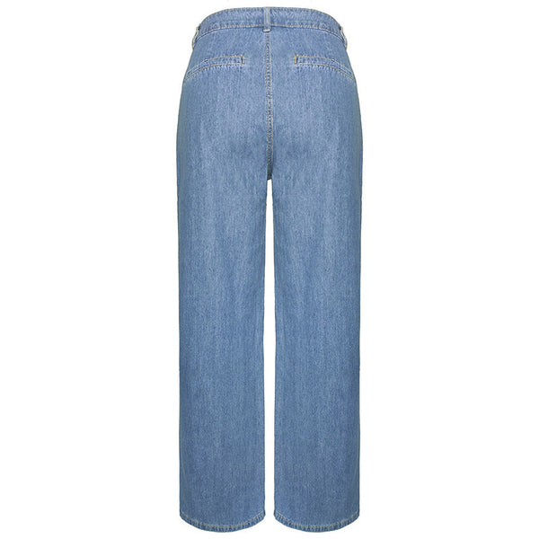 Dame weite bein jeans - gemütlich blaue denim lässige passform