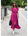 Blumiges wickelkleid - elegantes midi-kleid für jeden anlass