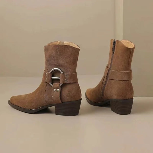 Stiefeletten für Damen – Spitzenschuh mit Schnallenverschluss