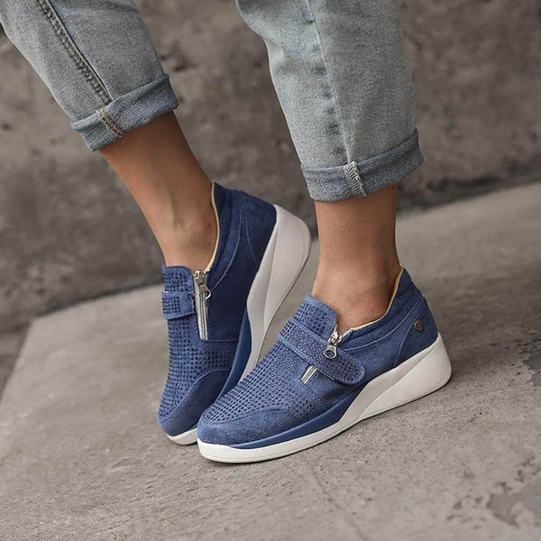 Gemütliche slip-on sneaker - praktische zip-optik für einfaches an- und ausziehen