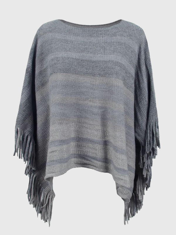 Damen poncho mit fransen - stilvolle gestrickte wickeloberteile