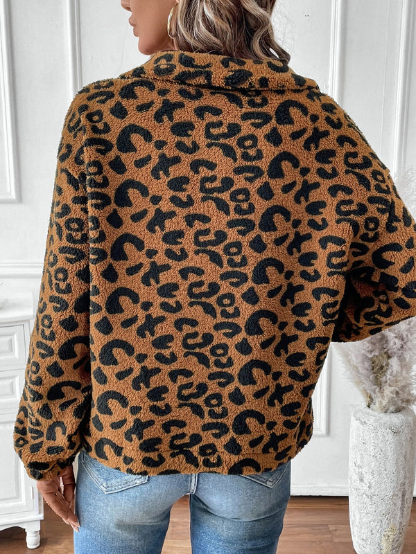 Teddy-fleece halbzip sweatshirt - lässiger damenpullover