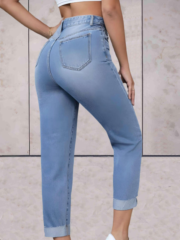 High waist jeans - stilvolle damen denim slim fit