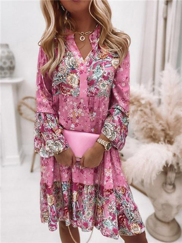 Boho blumenkleid - stilvolles damen sommerkleid