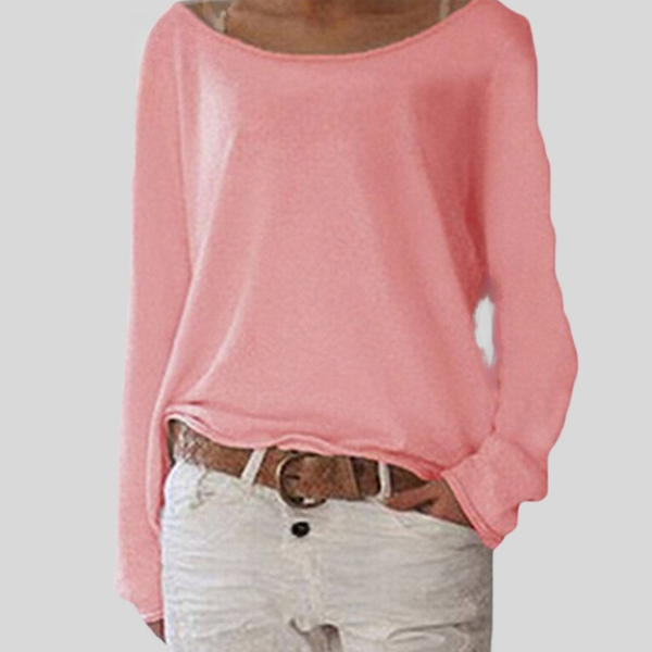 Leichtes langarmshirt – vielseitiges rundhals-damenoberteil