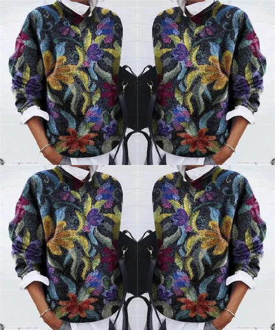 Blumenstrickpullover - strukturierter damenpullover