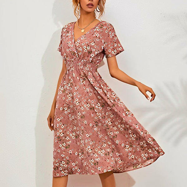 Florales knie-langes kleid - elegante midi-bekleidung für frauen