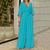 Damen jumpsuit - eleganter weisser wide-leg wickel-stil