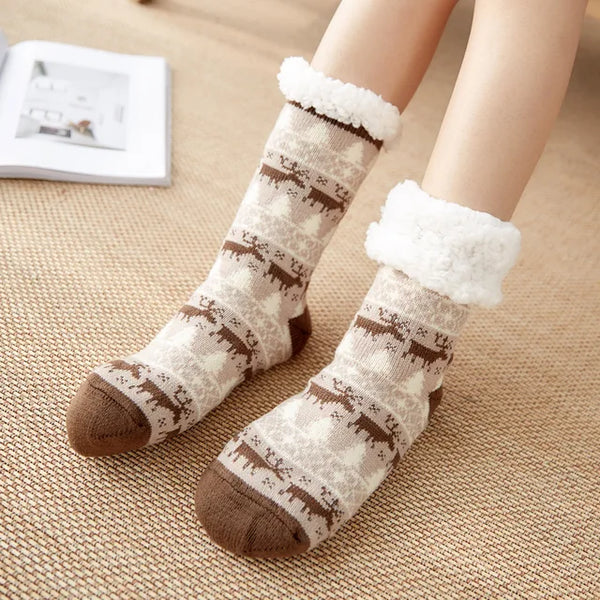 Warme socken – entspannende damensocken mit plüschigem bund