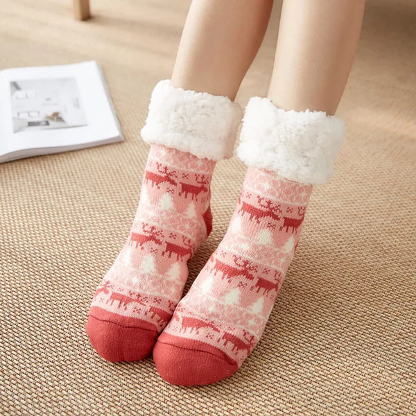 Warme socken – entspannende damensocken mit plüschigem bund