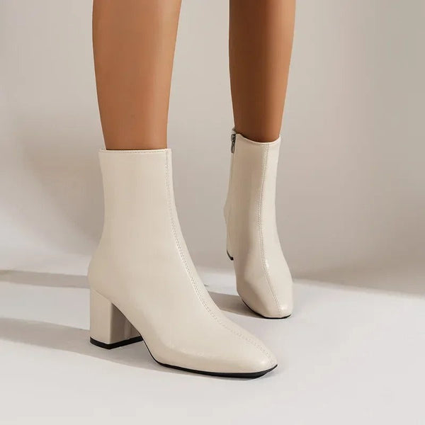Dämme chnüi stiefeletten mit blockhack - vielseitigi schue für lässigi und formell anlässe