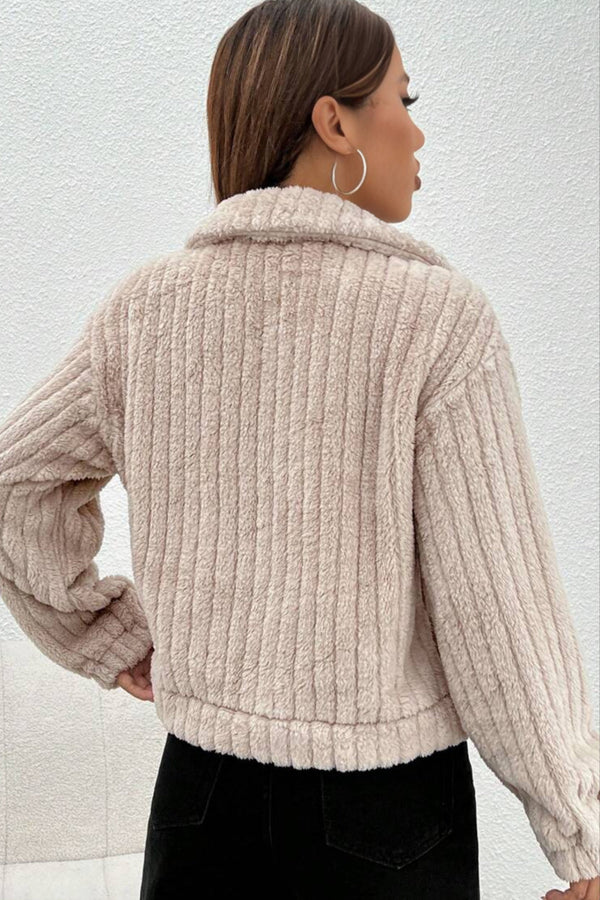 D'meitsche boucle-jacke mit weichem, strukturiertem stoff - beige winter-layering