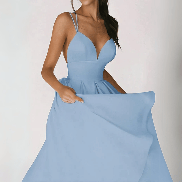 Dame midi kleid mit lässigem schnitt und rückenausschnitt - stilvolle abend- und eventmode