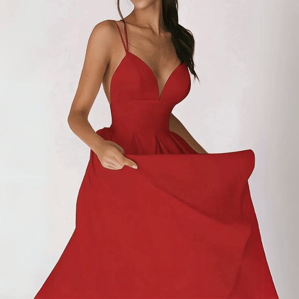 Dame midi kleid mit lässigem schnitt und rückenausschnitt - stilvolle abend- und eventmode