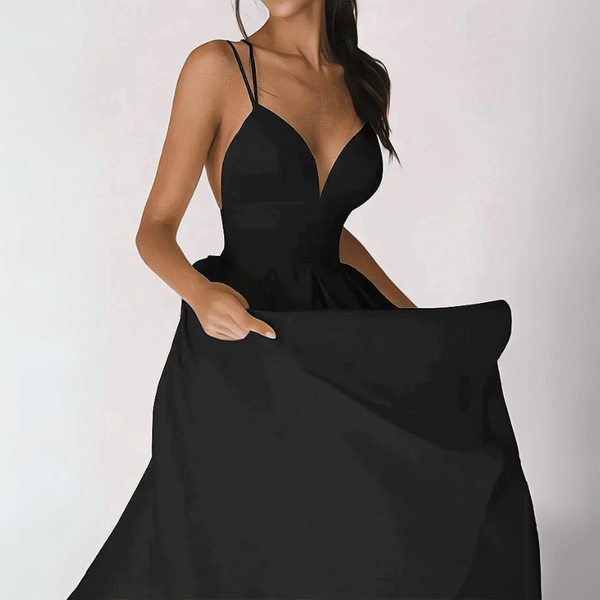 Dame midi kleid mit lässigem schnitt und rückenausschnitt - stilvolle abend- und eventmode