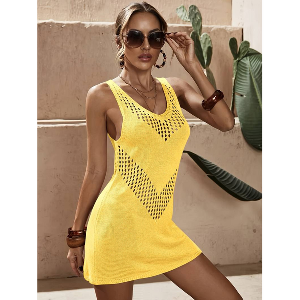 Frau casual kleider leichte sommer strandkleid - elegante offene strickdesign für warme tage