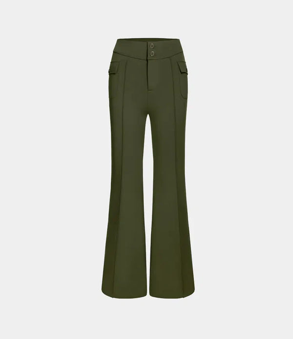 Dämme cargo-hosen mit hohem bund und knopf-taschen – stylisch und praktisch für den alltag