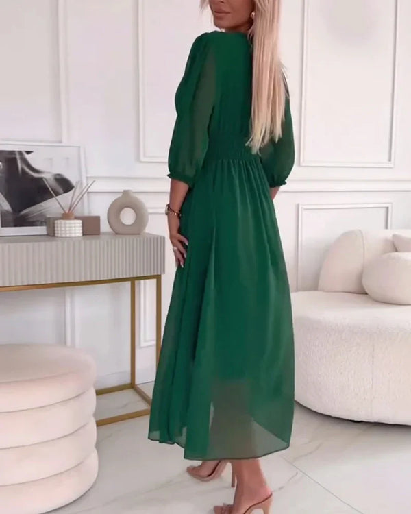D'midi-kleid für frauen mit transparenten ärmeln – leicht gewickelt und vielseitig für jeden anlass