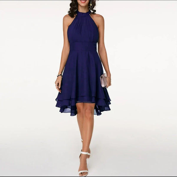 D'frauen cocktailkleid - halterneck mit high-low schnitt für spezielle anlässe