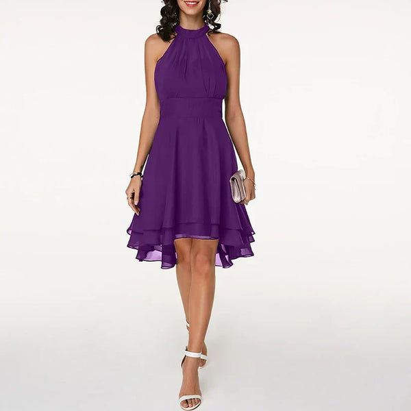 D'frauen cocktailkleid - halterneck mit high-low schnitt für spezielle anlässe