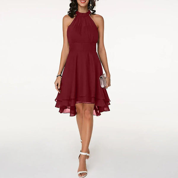 D'frauen cocktailkleid - halterneck mit high-low schnitt für spezielle anlässe