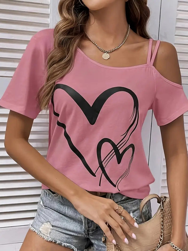 Frauen cold shoulder t-shirt im lässigen schnitt - weicher stoff, vielseitiger stil