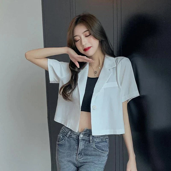 Dä frauen short blazer - maßgeschneiderte bürojacke - leichtes polyester und leinen - smart casual outfit