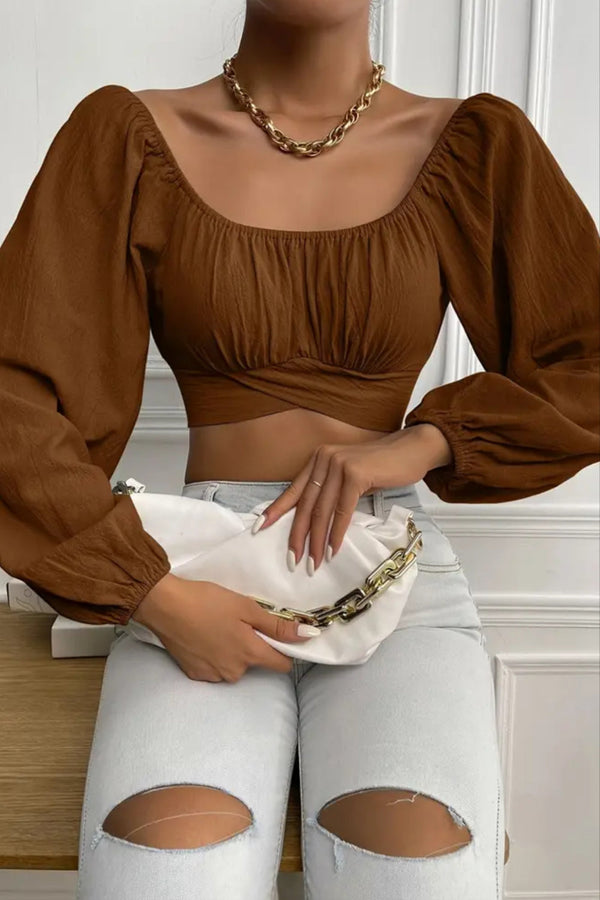 Dä frauen cropped blous mit rüschtlen-saum - vielseitigs top für büro und freizeit