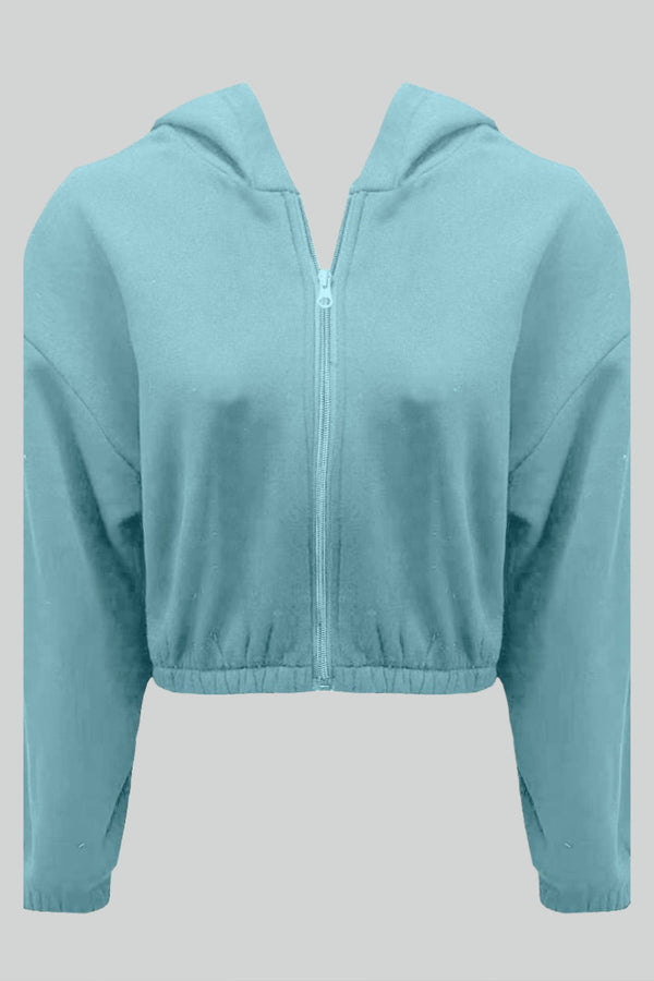 Dämliches crop hoodie im trend - lässiger zip-up pullover für den alltag, weich und angenehm