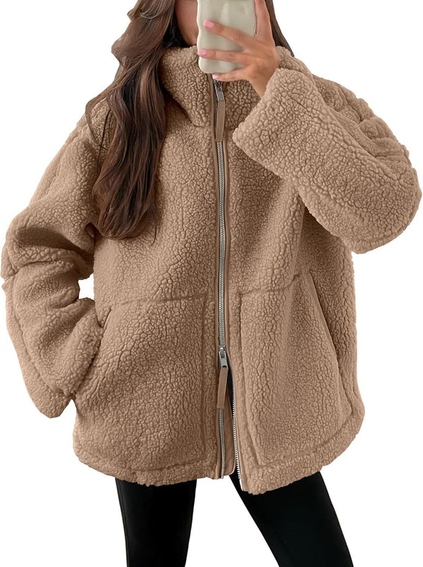 D'mäidli fleece zip-jacke mit lockerer passform und taschen – lässige outdoor-bekleidung für aktivi tage