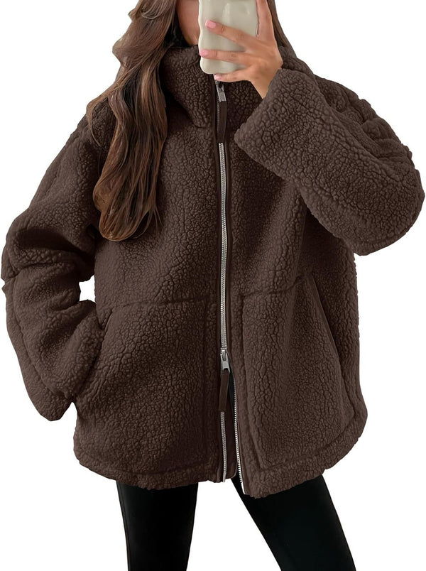 D'mäidli fleece zip-jacke mit lockerer passform und taschen – lässige outdoor-bekleidung für aktivi tage