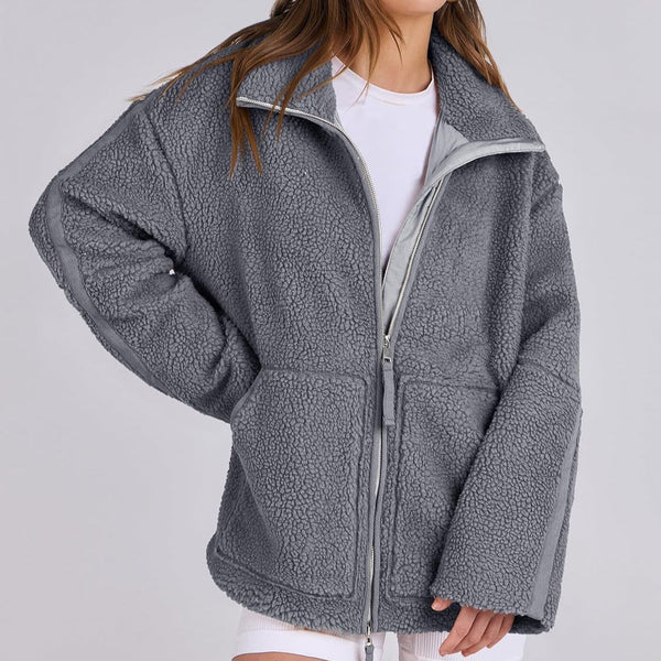 D'mäidli fleece zip-jacke mit lockerer passform und taschen – lässige outdoor-bekleidung für aktivi tage