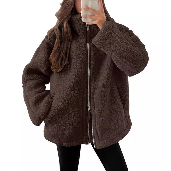 D'mäidli fleece zip-jacke mit lockerer passform und taschen – lässige outdoor-bekleidung für aktivi tage