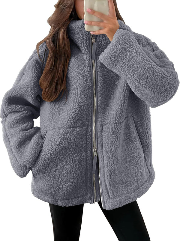 D'mäidli fleece zip-jacke mit lockerer passform und taschen – lässige outdoor-bekleidung für aktivi tage