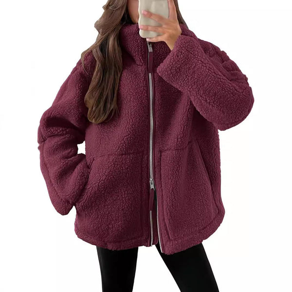 D'mäidli fleece zip-jacke mit lockerer passform und taschen – lässige outdoor-bekleidung für aktivi tage