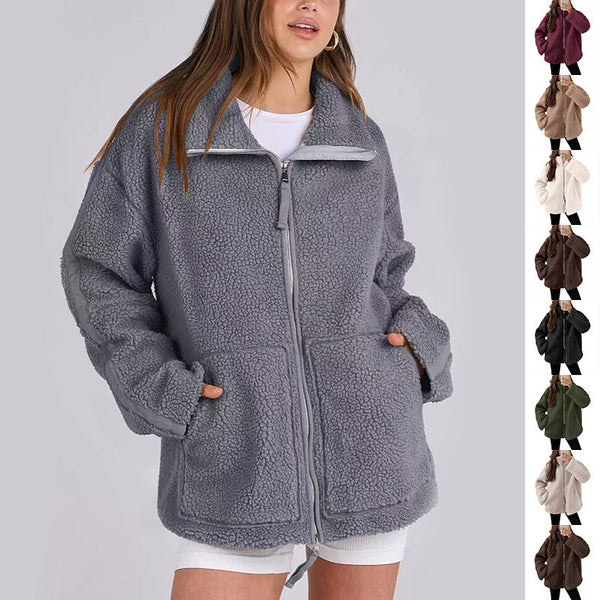 D'mäidli fleece zip-jacke mit lockerer passform und taschen – lässige outdoor-bekleidung für aktivi tage